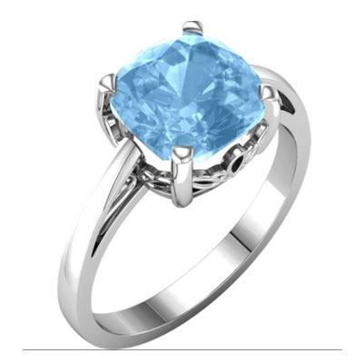 Genuine Sterling Silver CHOOSE YOUR STONE 7mm Cushion Cut Ring