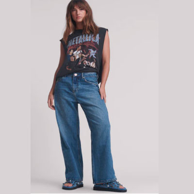 Baxters Mid Waist Wide Leg Denim Jeans - Blue Love