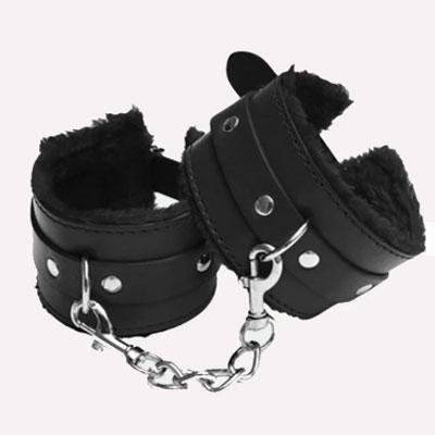 Plush Wrist Brace Leather Handcuffs