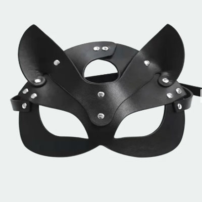 SM Supplies Stud Rhinestone Leather Fox Eye Mask