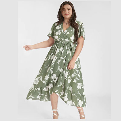 Bloom Dress - Floral Ruffle Knot Side Wrap Dress