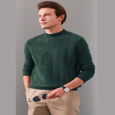 Cashmere Men's Ribbed Mock Neck Sweater