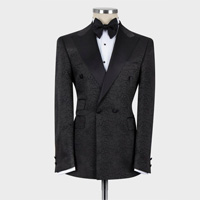 Daivd Black Jacquard Peaked Lapel Double Breasted Men Suits