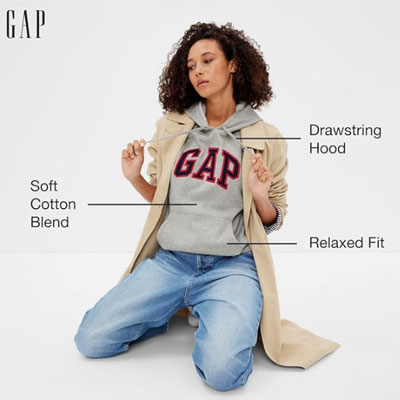 GAP Women's Logo Hoodie Hooded Pull-on Sweatshirt