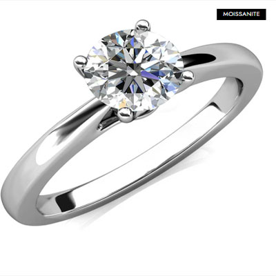 Sterling Silver 18K White Gold Plated Engagement Ring
