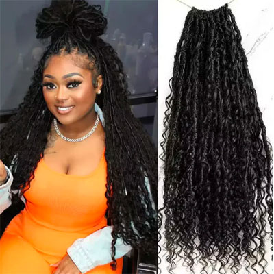 EAYON Save-Time Boho Faux Locs Crochet With Human Hair Ends