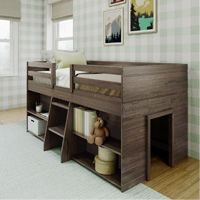 Modern Farmhouse Twin-Size Low Loft with Two Bookcases