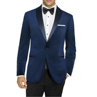 Navy Velvet 1 Button Peak Dinner Jacket