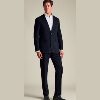 Windowpane Check Suit - Navy