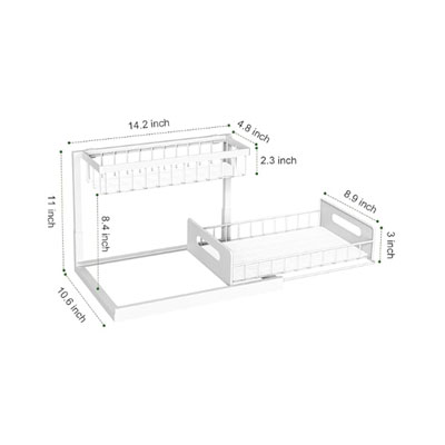 Organizer 2 Tier Slide Out Sink Shelf Cabinet Storage Shelves