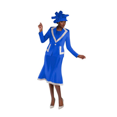 Three Piece Skirt Suit with Rhinestone Detail