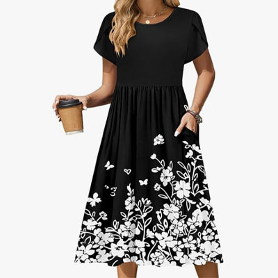 Zeagoo Women Summer Short Sleeve Midi Dress