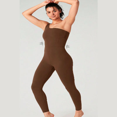 Neck Tummy Control Shapewear Sports Jumpsuit Low Impact Yoga Daily
