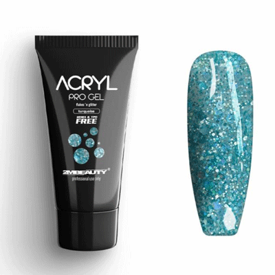 Acryl Pro Gel 2M Flakes and Glitter Turquoise
