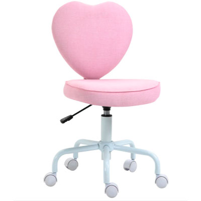 HOMCOM Heart Love Shaped Back Design Office Chair with Adjustable Height, Pink
