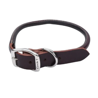 Circle T Latigo Leather Dog Collar Round 3/8"