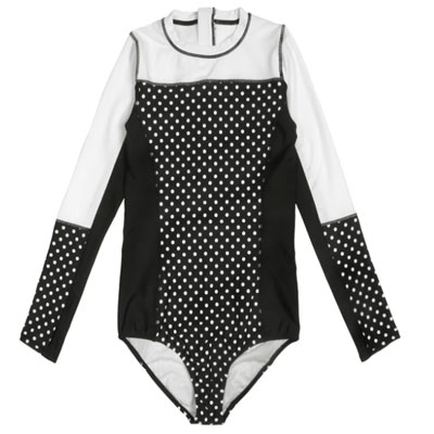 Women's Long Sleeve Surf Suit Black Polka Dot