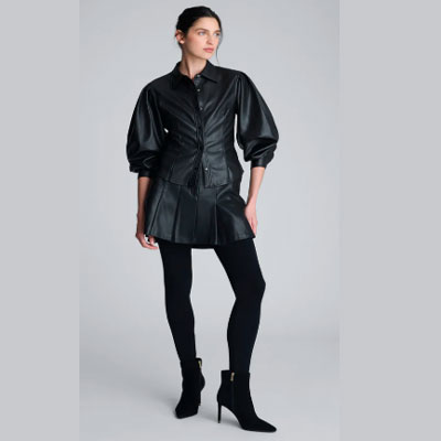 Faux Leather Pleated Mini Skirt