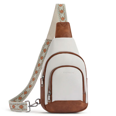 Aurora Embroidered Diamond Print Shoulder Strap Crossbody Bag