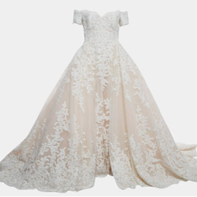 Zuhair Murad White Embroidered Tulle Wedding Gown M