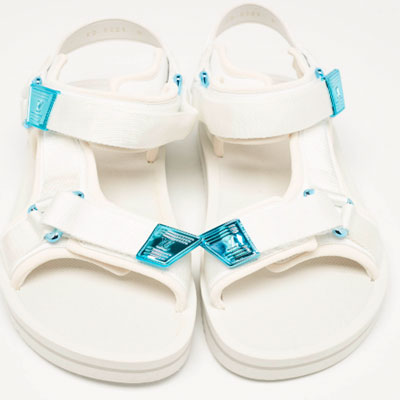 Louis Vuitton White Fabric Panama Flat Sandals Size 42