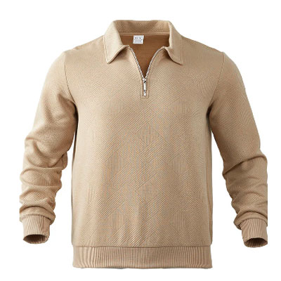 Simple Solid Color Half-Zipper Lar Long Sleeve Sweatshirt