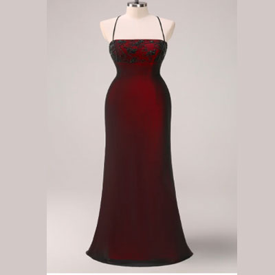 Black Red Spaghetti Straps Mermaid Maxi Dress with Beading