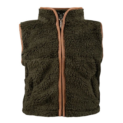 JACK PYKE Junior Sherpa Fleece Gilet Dark Olive