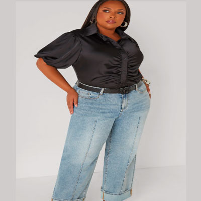 Ruched Satin Shirt