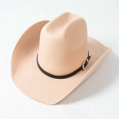 Various Solid Colors Black Leather Strap Cowboy Hat