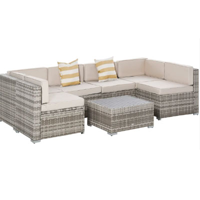 Outsunny 7-Piece Outdoor Wicker Patio Sofa Set