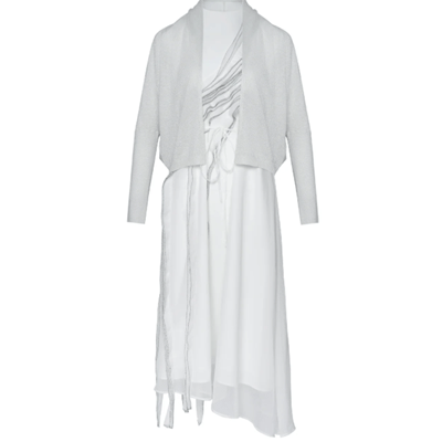 Knit Cardigan Shrug & Belted Midi Dress