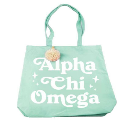 Sorority Retro Pom Pom Tote Bag