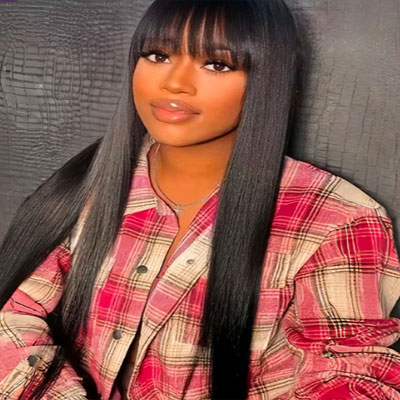 Lace Straight Wig With Air Bangs