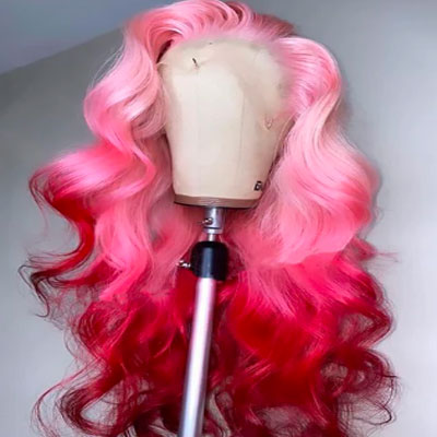 Pink Body Wave Lace Front Wig Pre-plucked