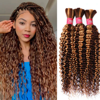 Highlight P4/27 Deep Wave Bulk Human Hair Bundles for Braiding