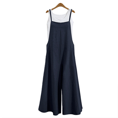 ZANZEA Plus Size Women Overalls Bib Pants Loose Pockets Jumpsuit