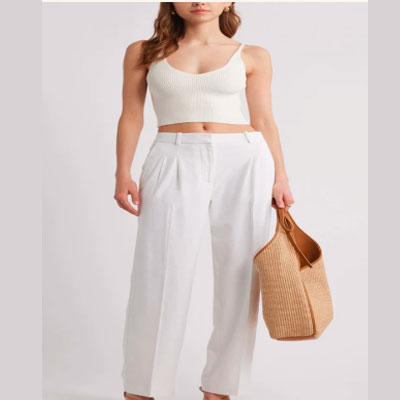 White Linen Casual Slim Fit Trouser