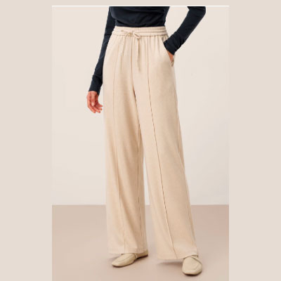 Wool Lyocell Sculpted Pin-Tuck Drawstring Straight Trousers