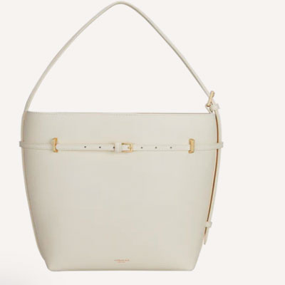 Small Ivory Belted Tote Bag