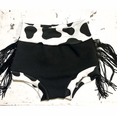 Cow print Fringe Baby girl Bummies with Fringe