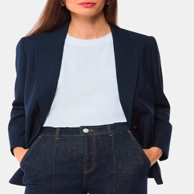 Navy Classic Pinstripe Blazer