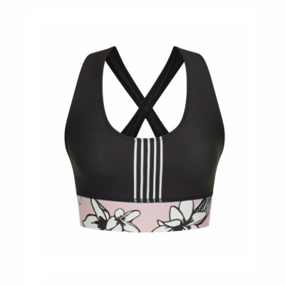 Flower Power Sports Bra Black Stripe