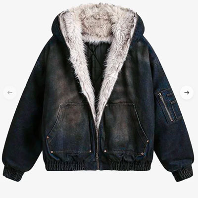 Cotton Washed Fur Hooded Jacket