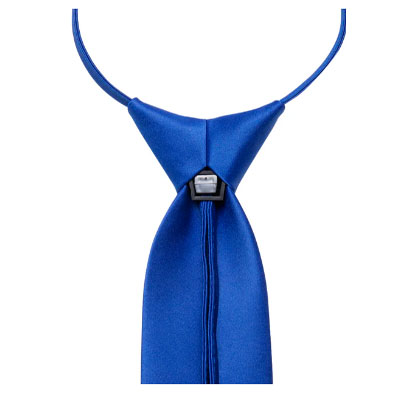 Blue Tie Solid Silk Adjustable Zipper Pre-tied