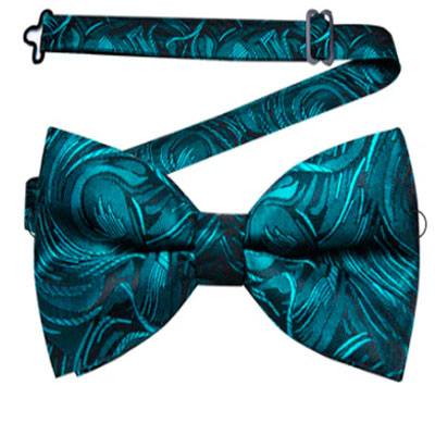 Teal Bowtie for Men Blue Green Jacquard Formal Pre-tied Bowtie