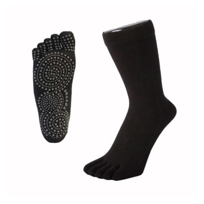 Sole Mid-Calf Non-Slip Yoga and Pilates Toe Socks - Black