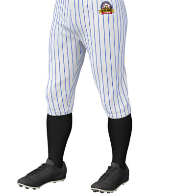 Custom White Royal Pinstripe Fit Stretch Practice Knickers Baseball Pants