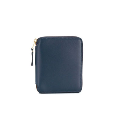 Navy Zip Around Leather Wallet