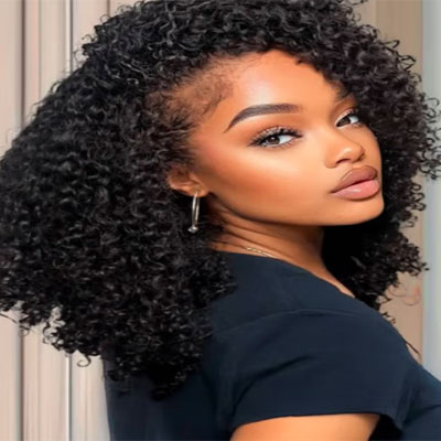 Coily Curly Glueless Flip Over Kinky Curly Wig